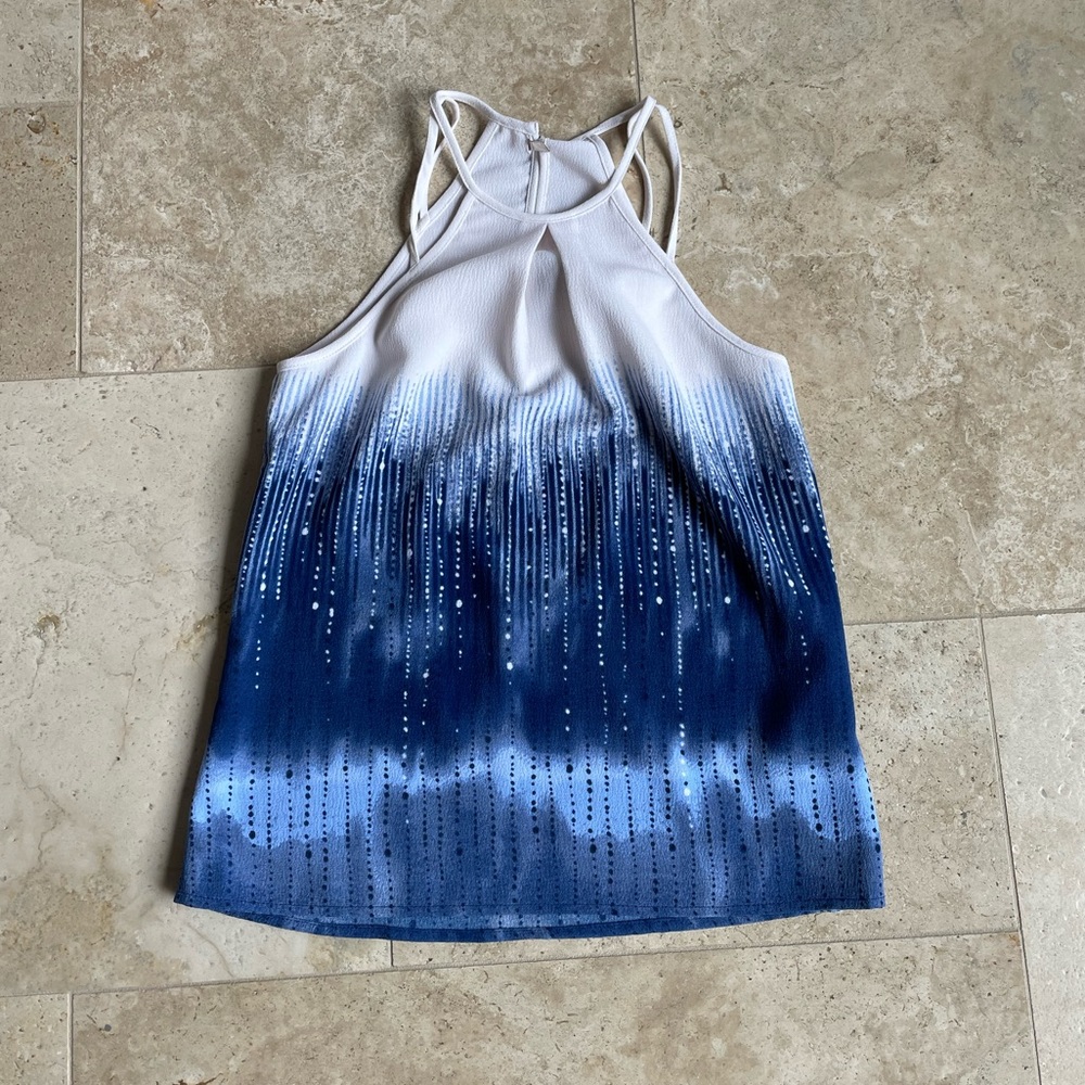 H&M - Fancy top/material - Blue & white skyline - Worn once - Perfect condition